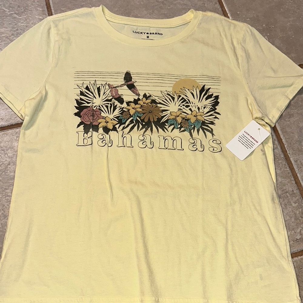 Lucky Brand Light Yellow Bahamas Floral Tee